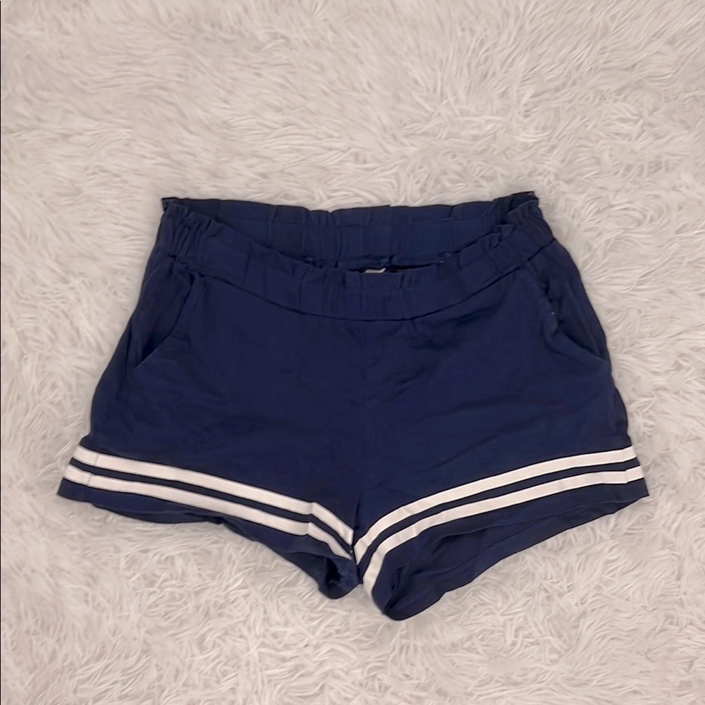 Navy Blue Girls Shorts with White Stripes